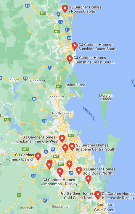 GJ Gardner Display Homes Map